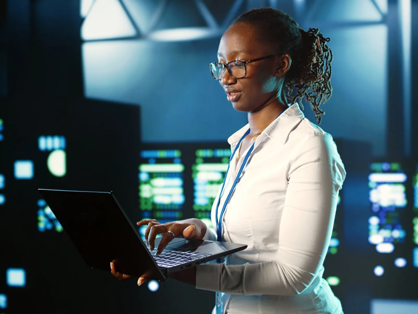 a woman working on a laptop